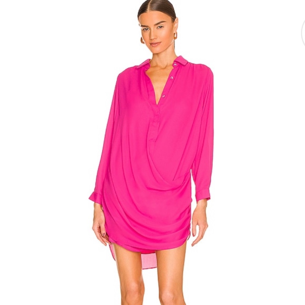 Krisa Drape Button Front Mini in Rosa - Picture 1 of 11